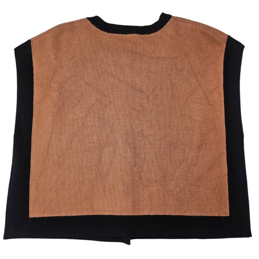 Marc New York Colorblock Knit Cardigan Vest Large Camel Black Gold Button - Picture 4 of 8